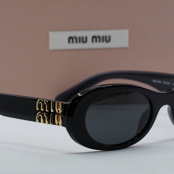 Miu Miu MU06ZS 1AB5S0 Oval Sunglasses - Black / Grey main image 5